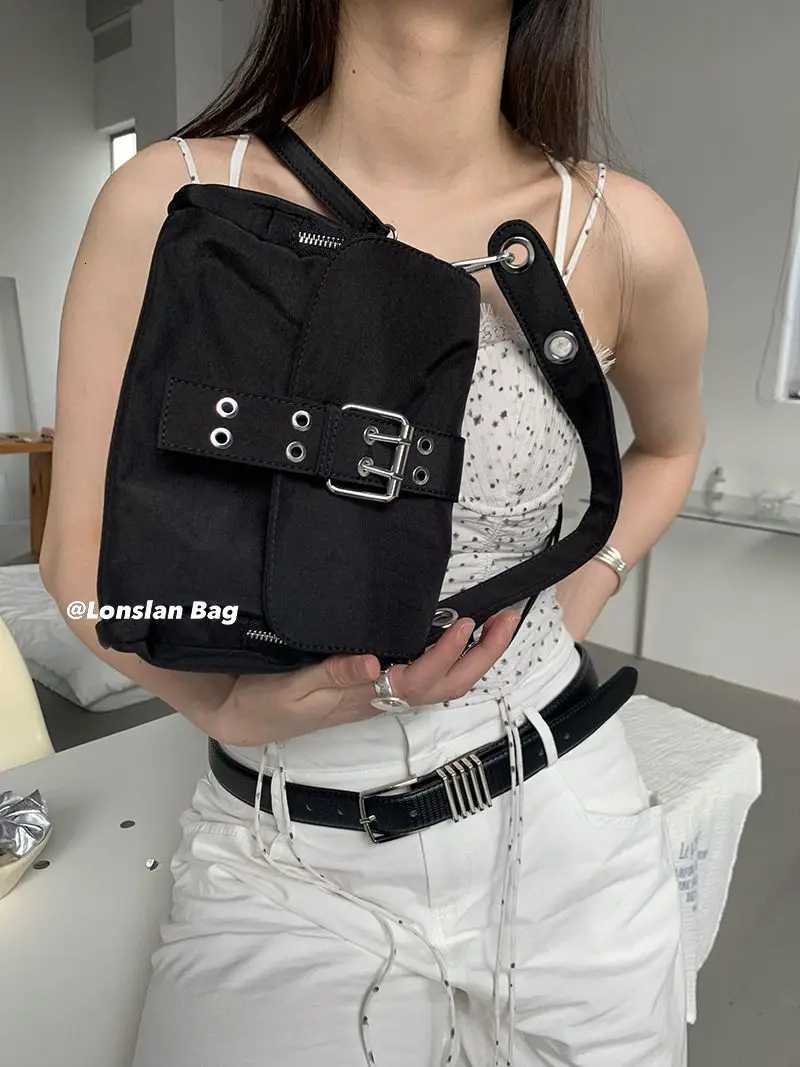 JIAERDI Vintage Nylon Khaki Shoudler Bag Women Hot Girls Square Underarm Bag Female Harajuku Casual Crossbody Bags Handbag Y2k Z251018