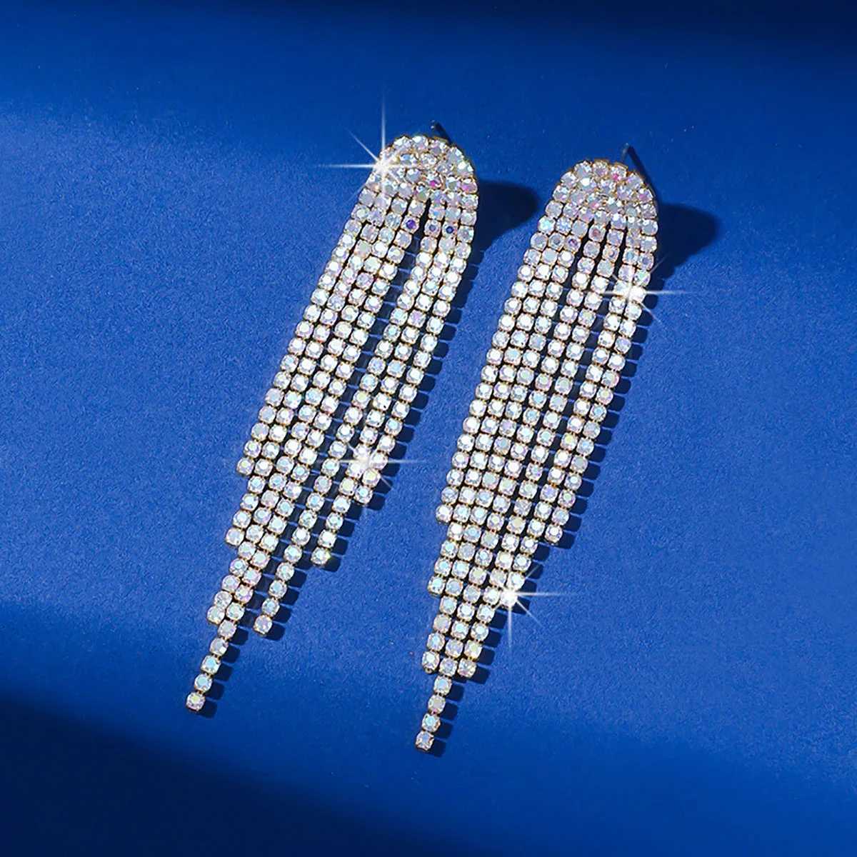 BLIJERY Fashion Long Tassel Drop Earrings for Women Black Gold Silver Color Rhinestone Dangle Earring Wedding Party Jewelry Gift J251021