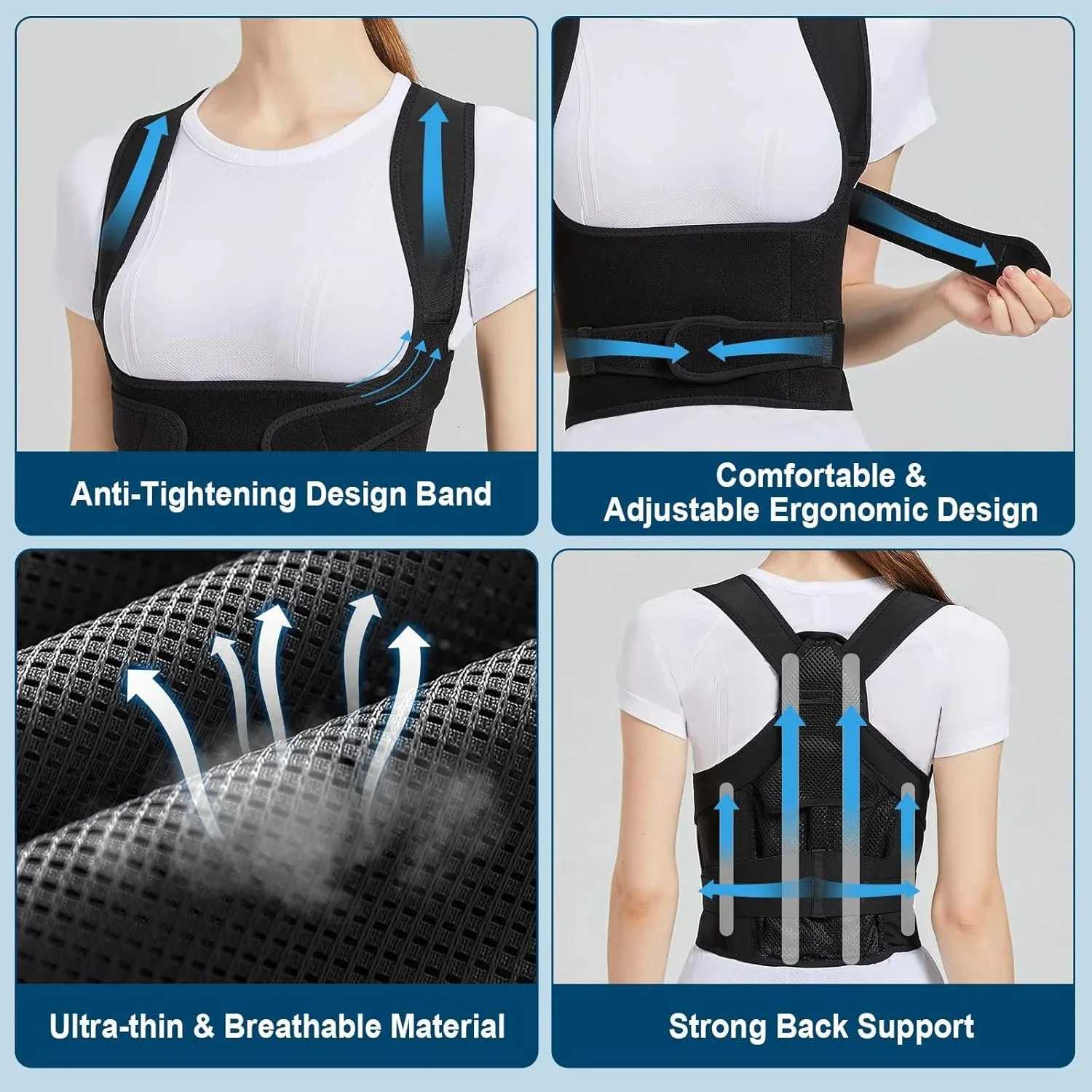 Adjustable Full Back Brace Posture Corrector for Women And Men Shoulder Straightener Support for Correcting Poor Posture D251021