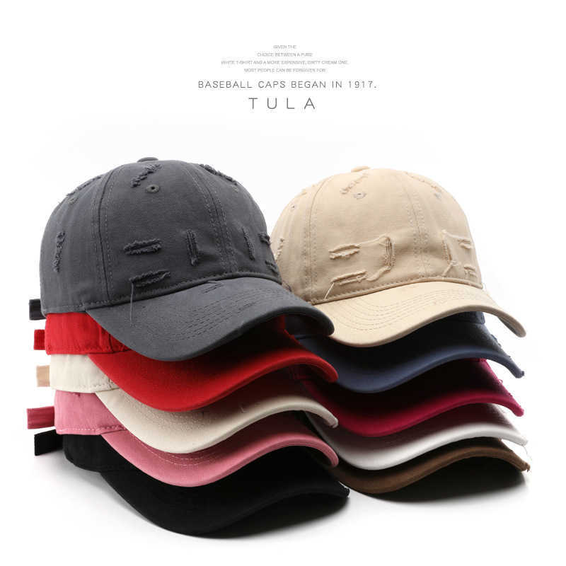 Mens Spring and Autumn Solid Color Flat Brim Distressed Baseball Cap Outdoor Womens Travel Sports Sun Protection Visor Cap H251020