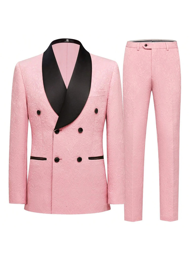 Mens twopiece slimfitting floral tuxedo suit paisley lapel singlebutton singlebreasted suit jacket and pants set suitable 251021