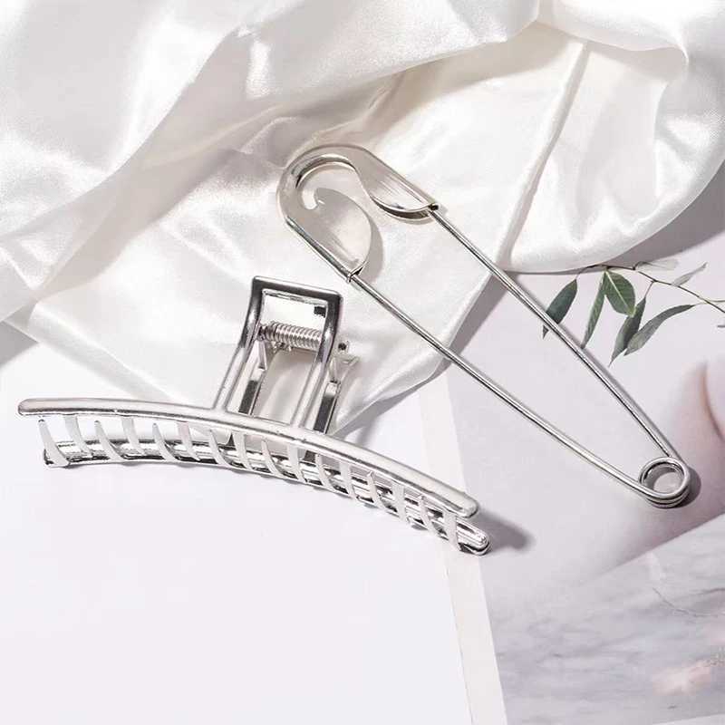 1pc Giant Safety Pin Metal Hair Clip Alloy Ladies Hair Accessories Fashion Hair Clips for Casual and Fashionable HairstylesW254021