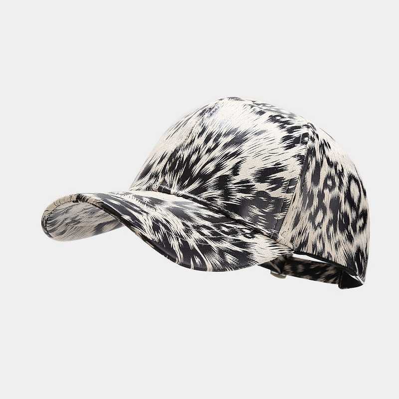 New Leopard Pattern Leather Baseball Cap Autumn and Winter Outdoor Trend Hip Hop Duck Tongue Cap Mens and Womens Hat H251020