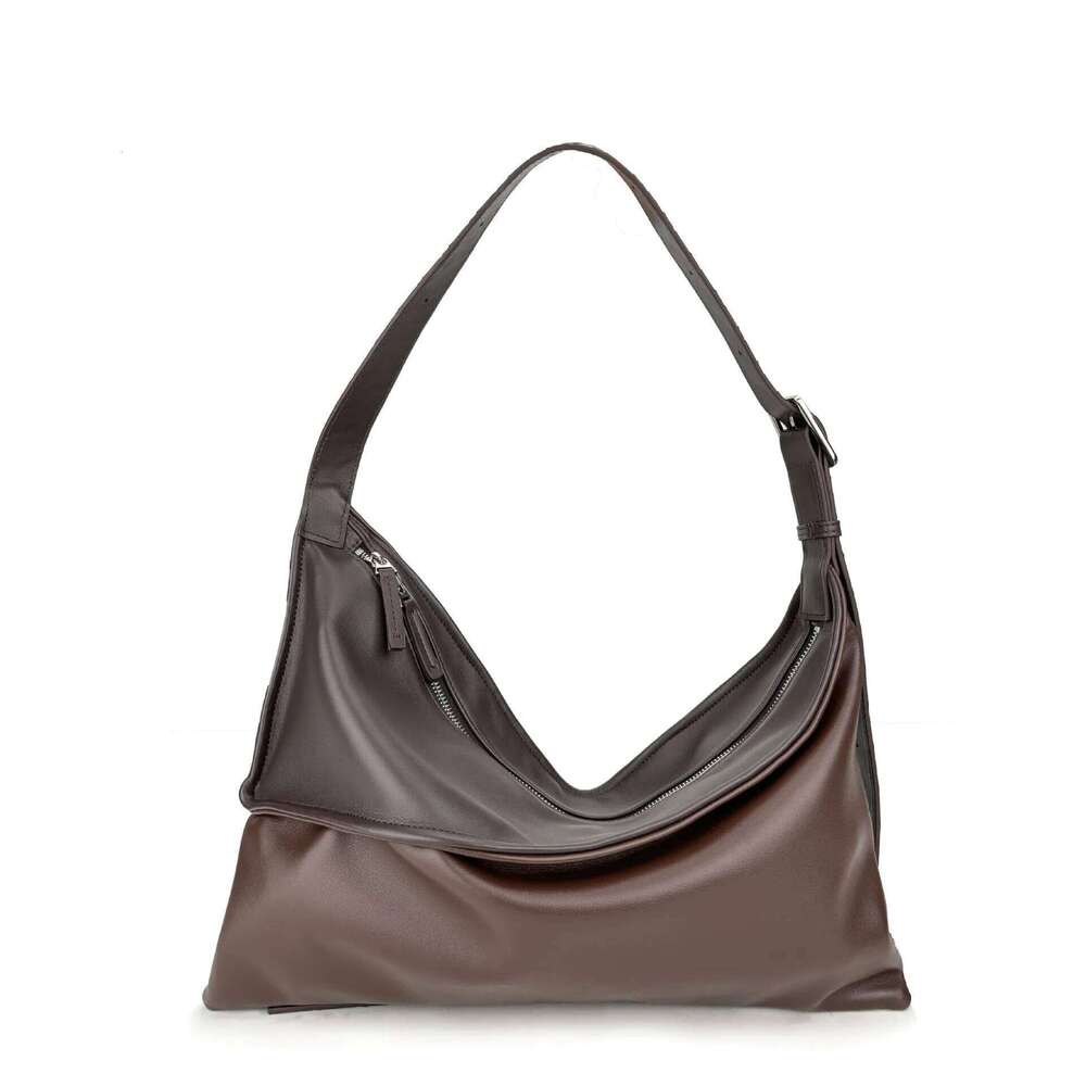 Geometric Splicing Shoulder New Style For Men And Women, Street Fashion Contrasting Color Kink Leather Crossbody Bag 251021