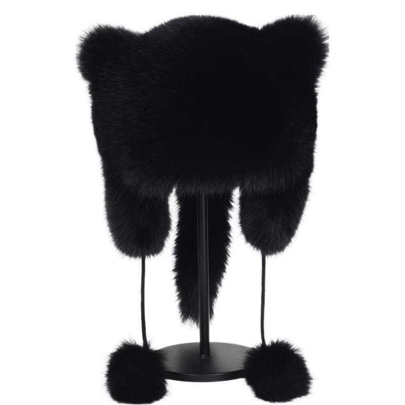 Little Raccoon Hat Fox Fur Winter Thickened Warm Princess Hat Fashion Ear Protection Hat Little Raccoon Plush Hat H251020