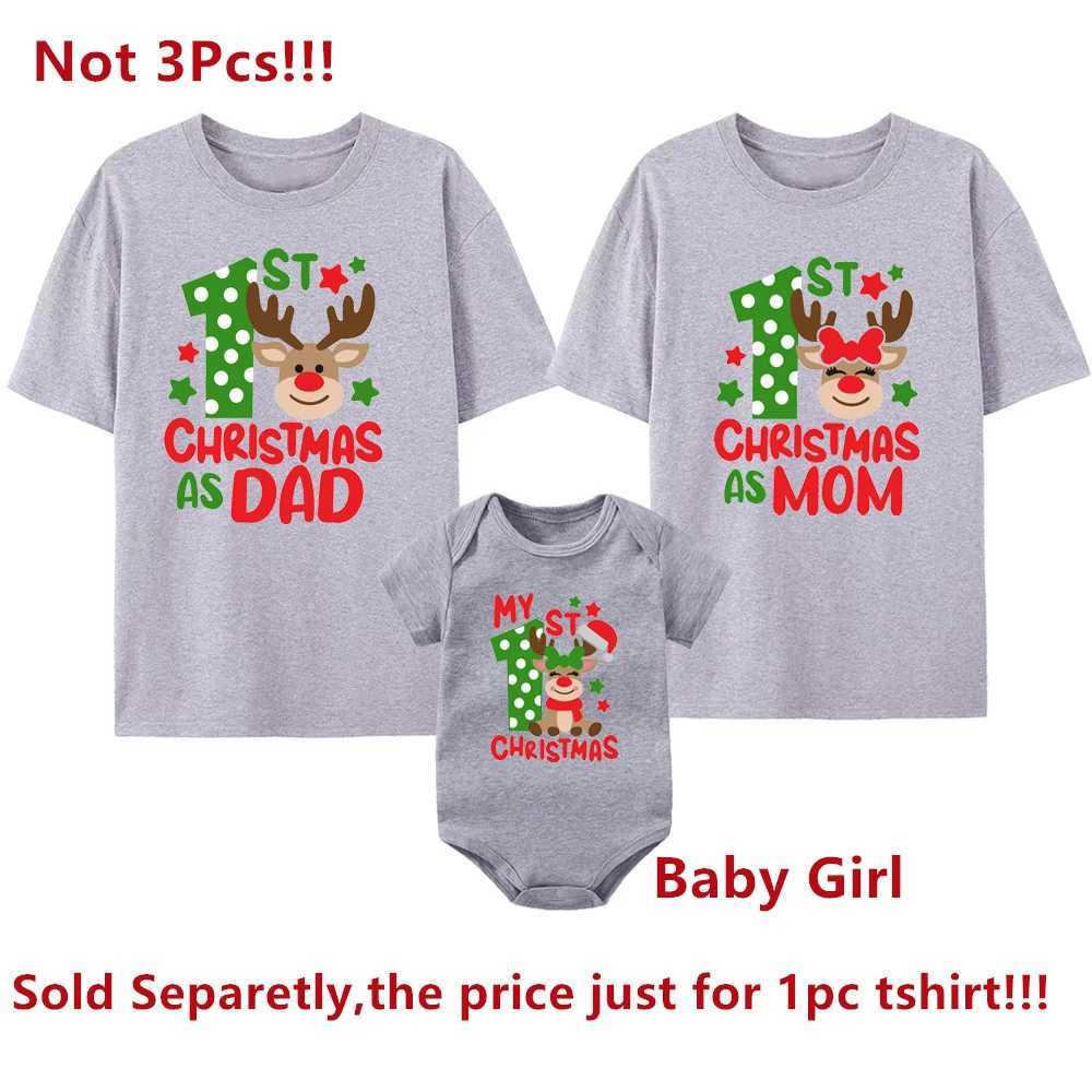My First Christmas As Dadmom Print Family Matching Clothes Mother Father Tshirt Baby Romper Xmas Party Family Outfit T Shirts L251021UOS8