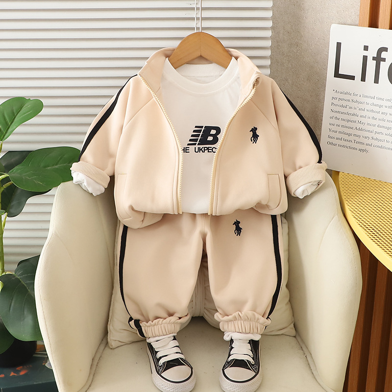 kids designer clothes 2025 Kids Striped 3-Piece Sportswear Set, Boys Girls Autumn Casual Long Sleeve Outfit, Fashion Track Jacket with Pants