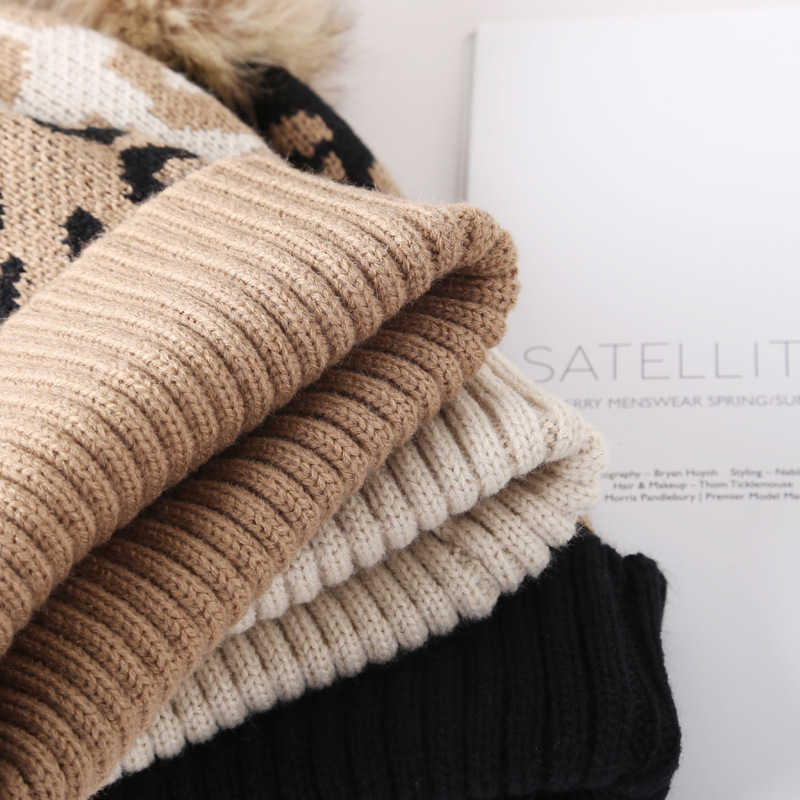 Outdoor Mens Sports Leisure Warm Knitted Hat Autumn and Winter Leopard Print Wool Ball Wool Hat H251020