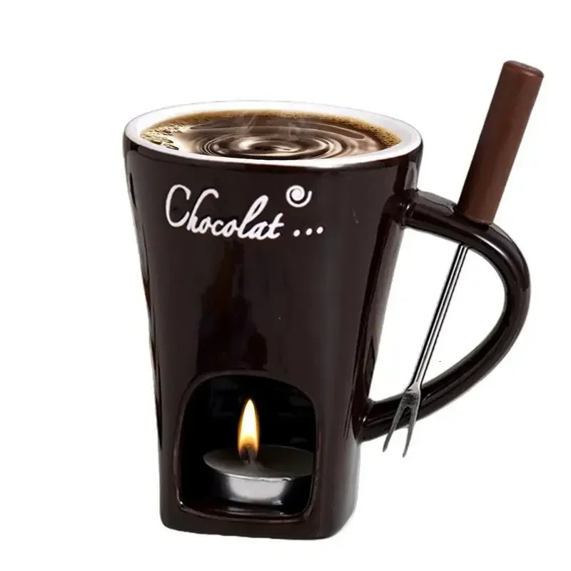 200ml Chocolate Fondue Mug Melting Cups Pot Ceramic Melted Cups Butter Warmer Heating Tea Light Melt Pot For Candy Chocolate 251020