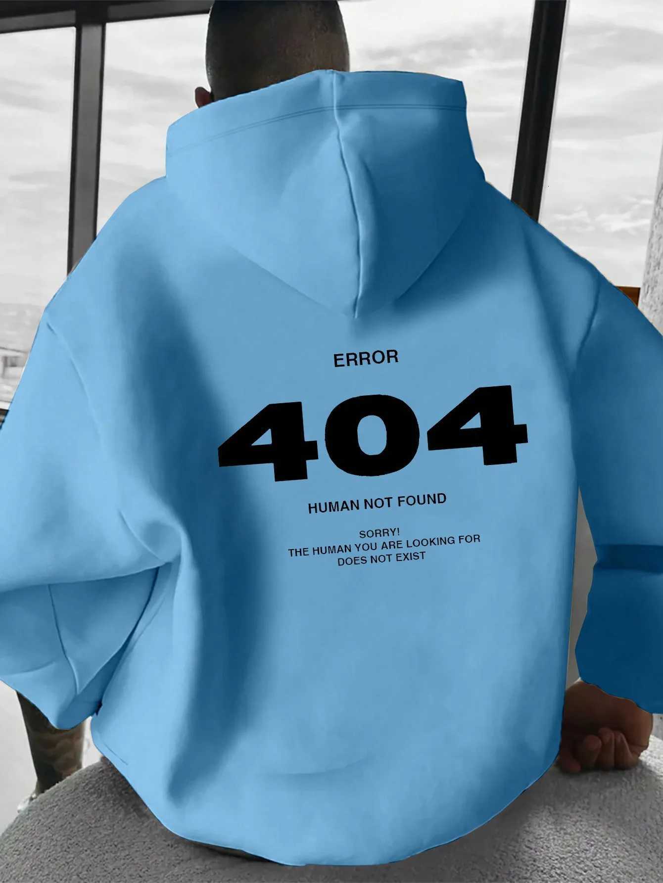 Mens hiphop hoodie Error 404 Human Not Found Mens hoodie with number print hoodie Sweatshirt W251021