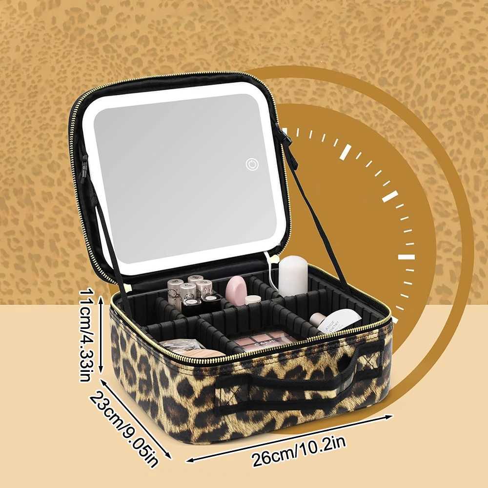 Makeup Bag with Light up Mirror Travel Makeup Case with Mirror and Lights Lighted Cosmetic Train Case with 3 Color Settings MW251021