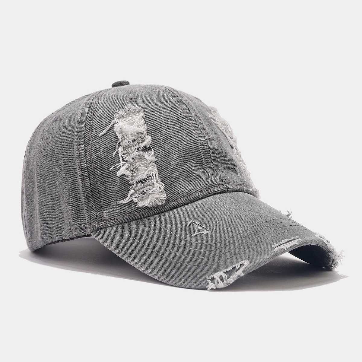 Denim Baseball Cap for Men Washed Distressed Couples Versatile Fashionable Duckbill Cap for Women Unique Sunshade Hat H251020