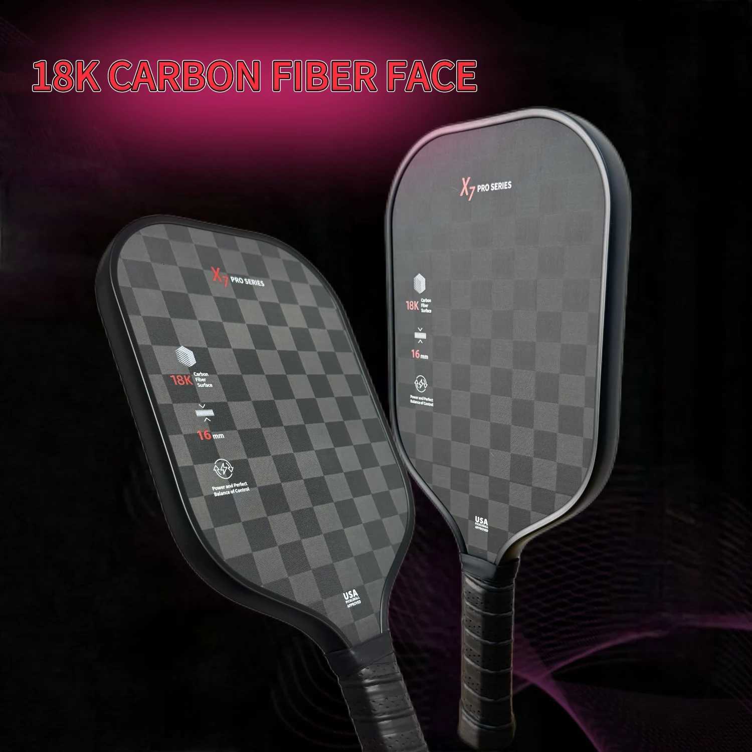 8K Carbon Fiber Face 6MM Pickleball Paddle Training Racket Honeycomb Core Professional Pickleball Racket Suitable for Beginner W251021