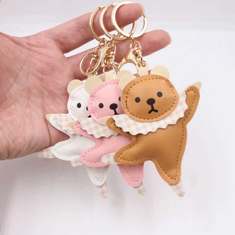 Creative Ballet Dance Leather Pink Bear Car Keychain Cute Bag Pendant Fashion Key Chains for Women W251021