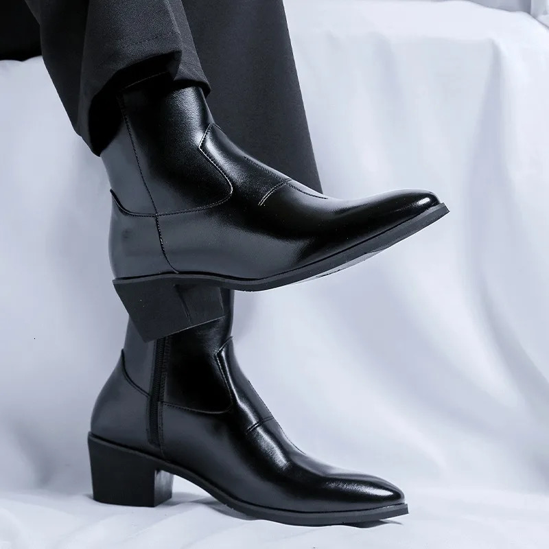 Mens Boots Fashion Chelsea Boot Leather Botas Black Classic Business Dress Boots Casual Ankle Boots for Men Botas251020