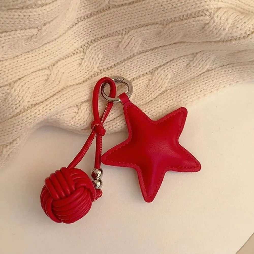 PU Leather Star Key Chains Star Cotton filling Leather Hanging Keyring Weaving rope Ball Backpack Hanging Decoration W251021