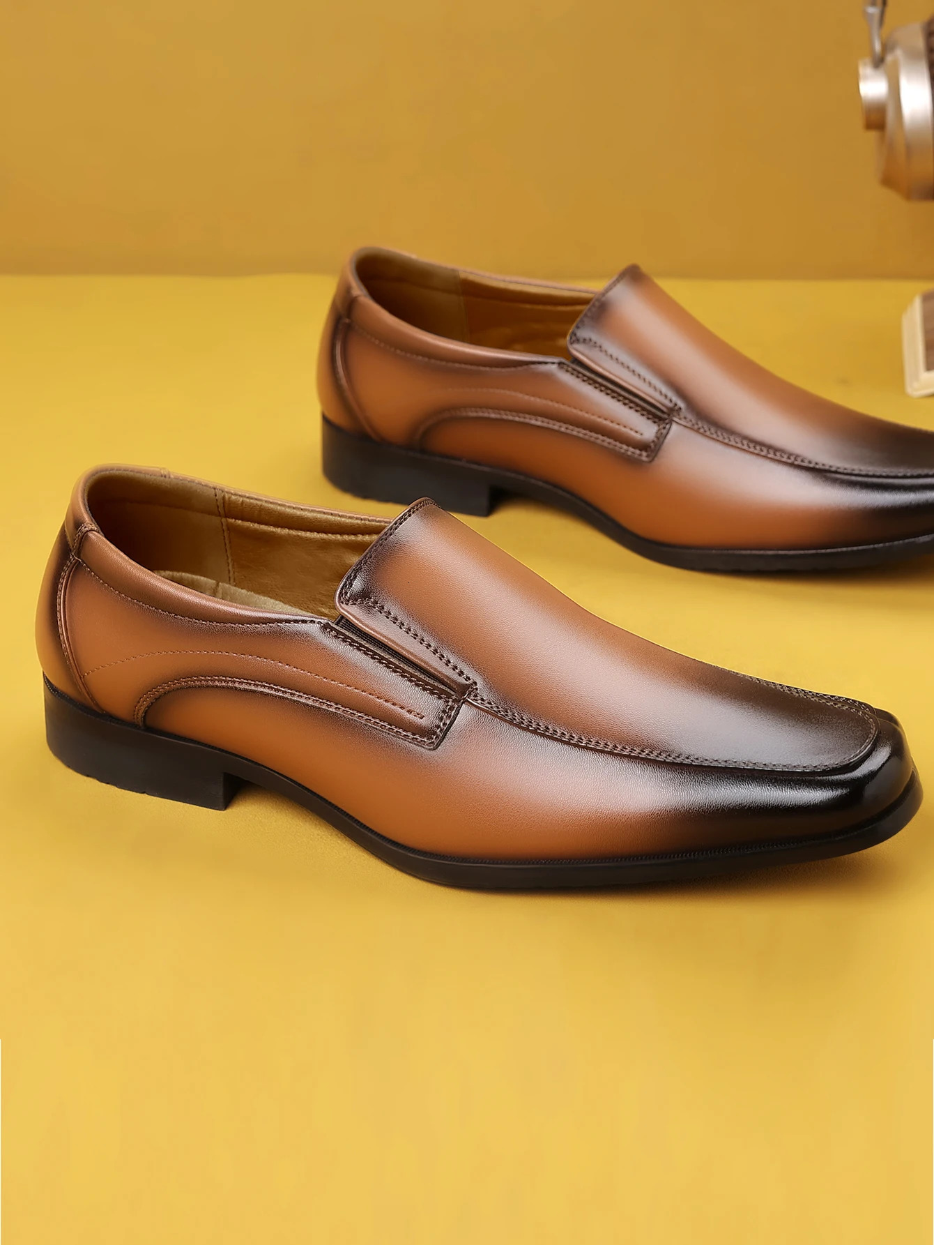 Mens SlipOn Loafers Formal Dress Shoes Square Toe Modern Bussiness Oxford Shoes 251021