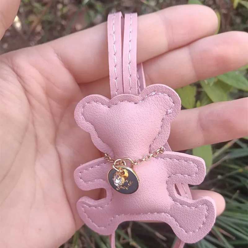 12 Colors Cute Bears Keychains Women PU Leather Hanger Pendant Decoration For Bag Car Keyring Accessories Gifts W251021