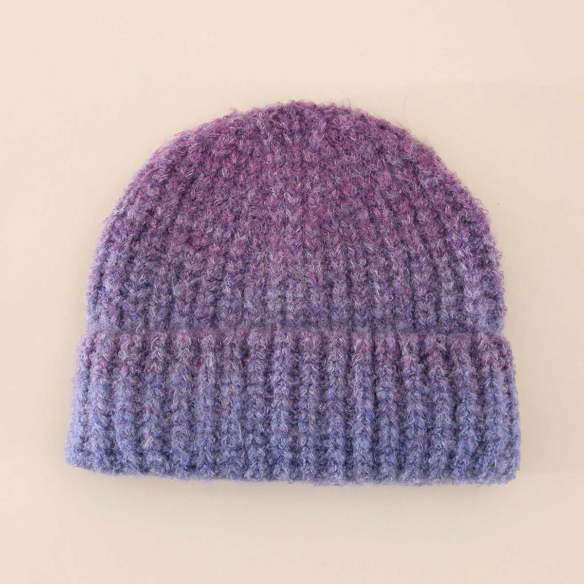 New Style Knitted Hat Gradient Rainbow Knitted Hat Winter Warm Casual Fashion Rolled Edge Wool Hat H251020