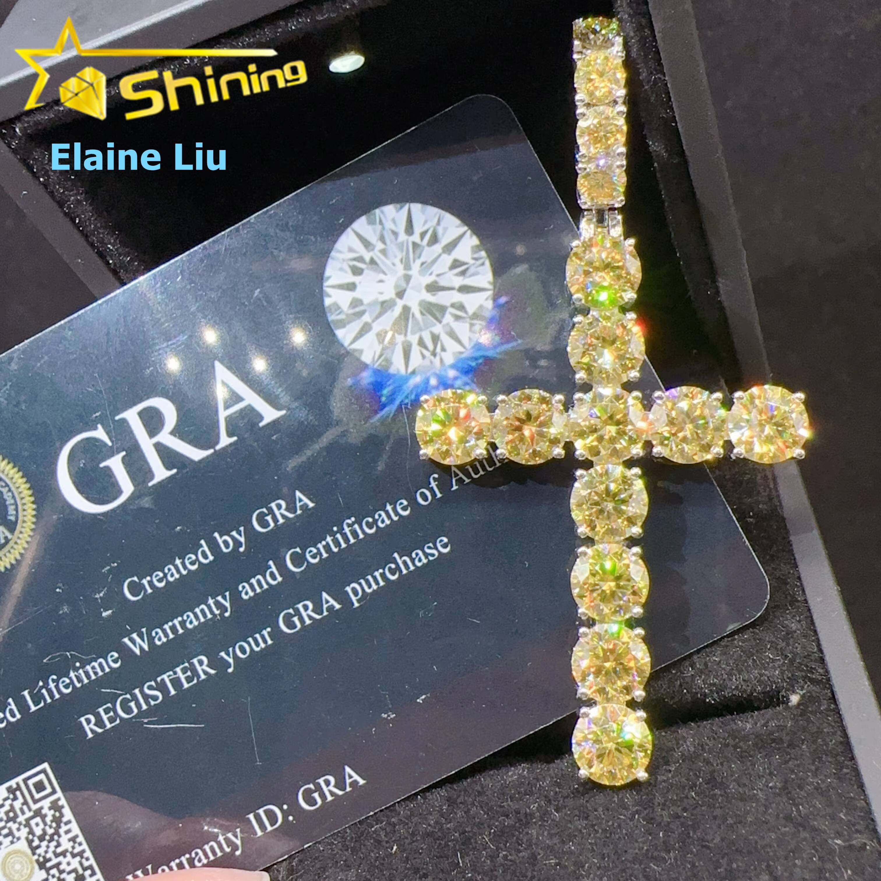 Fine Jewelry Hip Hop Sterling Silver 925 Iced Out Custom Photo Custom Pendant VVS Moissanite Diamond Cross Pendant