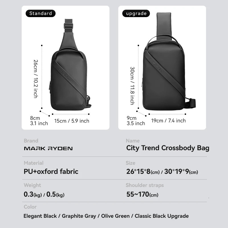 Mark Ryden Portable Crossbody Bag 79 11 iPad Compartment Removable Shoulder Strap WaterRepellent YKK Zipper 251014