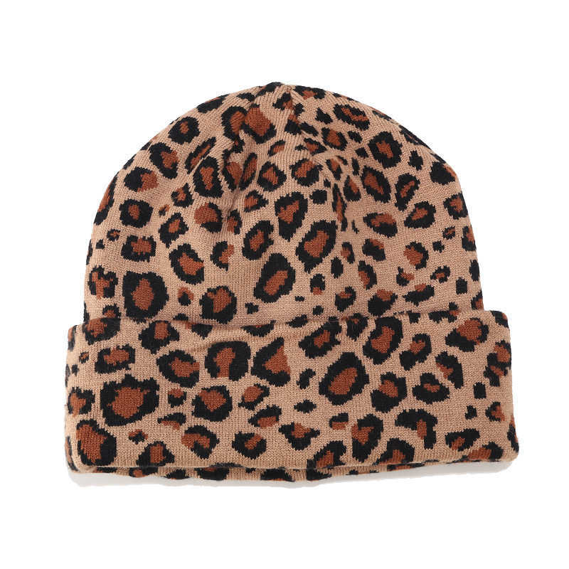 Leopard Knitted Hat Womens Fashion Trend Versatile Wool Hat Womens Winter Hat Trend H251020