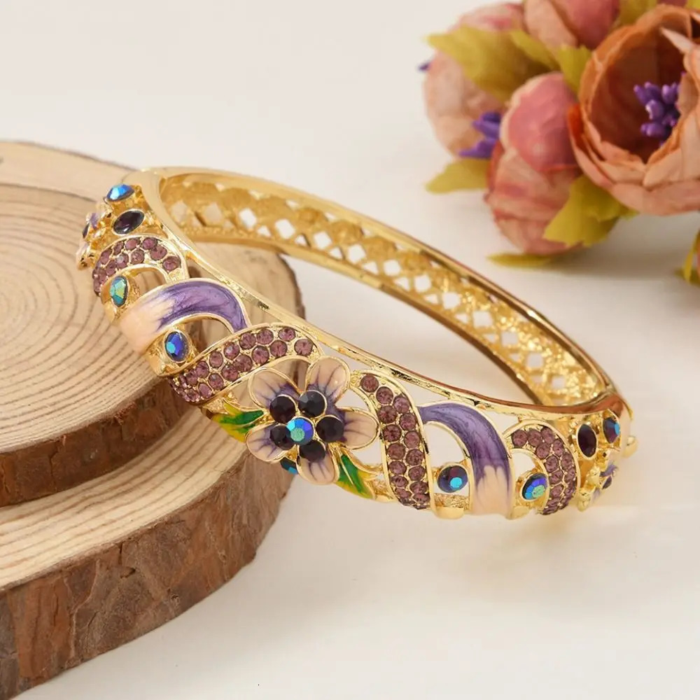 Double Bangle Vintage Cloisonne Bangle Chinese Classic Hollow Out Flower Bangle Ethnic Vintage Womens Hand Bracelet Girls 251017