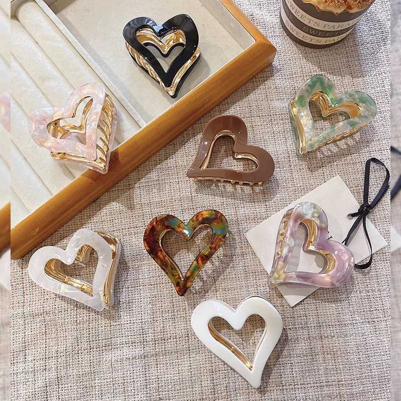 Acetate Material Fashionable Love Small Back Head Hair Clip For WomenW254021