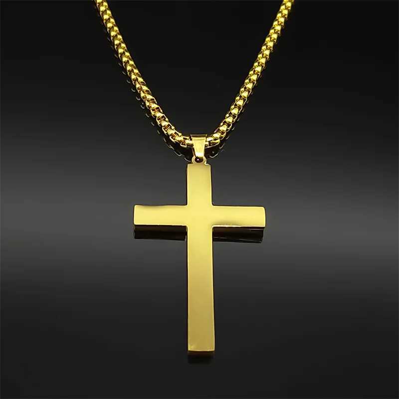 Trendy Cross Rhinestone Pendant Necklace For Women Men Stainless Steel Silver Color Religion Catholic Chain Jewelry GiftsXJ251018