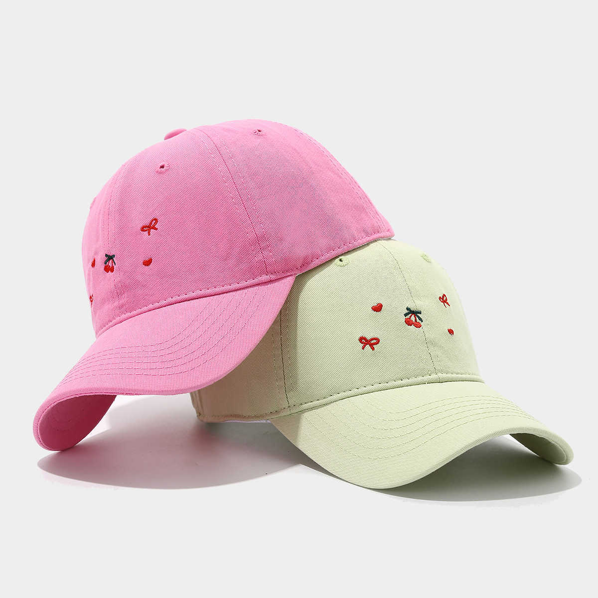 Artistic Fresh Fashion Baseball Cap for Women Trendy Cherry Bow Heart Pattern Duckbill Cap H251020