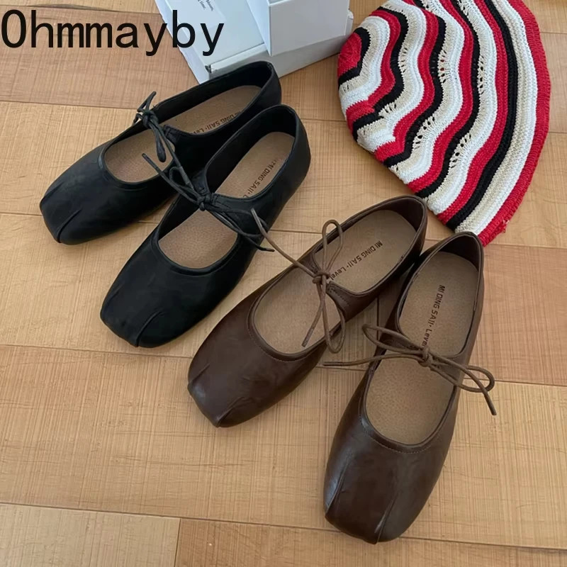 Spring Women Ballet Flats Shallow Butterflyknot Shoes Casual Soft Sole Womens Leather Shoes 251021
