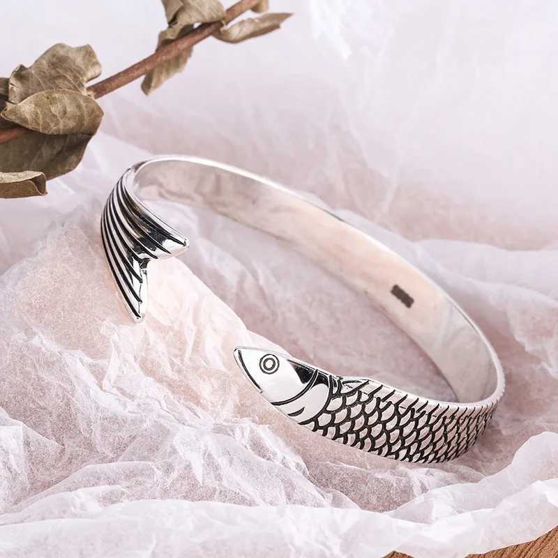 Foxanry Silver Color Bracelet New Trend Punk Vintage Fish Design Bangles Party Jewelry Birthday Gifts Couples Accessories J251021