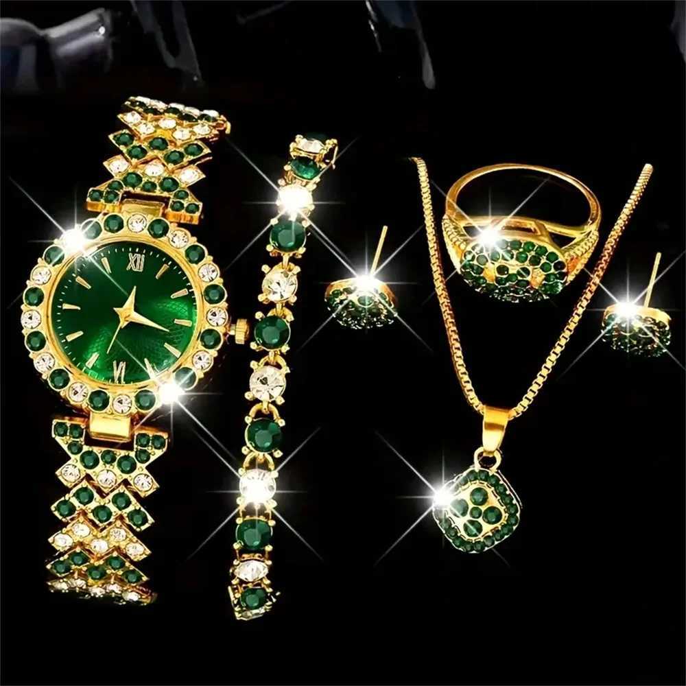 Elegant 6piece womens set Quartz movement square case zinc alloy str timer function ideal gift for ValentinesXJ251021