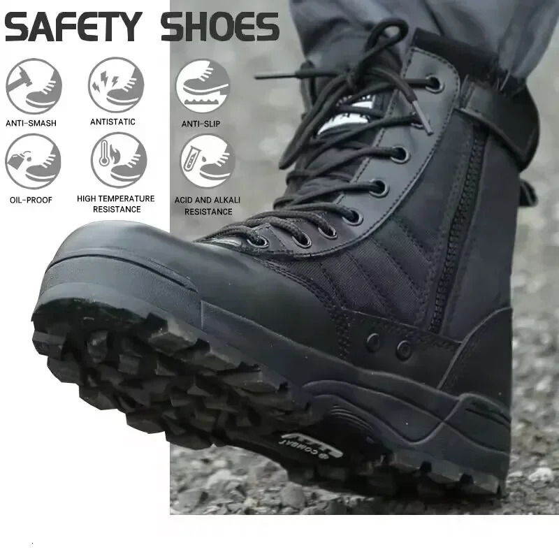 Mens Steel Toe Boots Outdoor Tactical Hiking Desert Boots Men Stabproof Smashing Work Safty Shoes Wear Protection Shoes251020