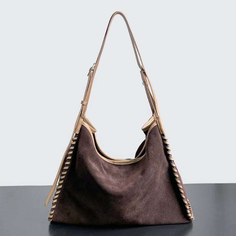 Suede Woven Tote Women's Autumn And Winter New Niche Design Vintage Soft Relaxed Large Capacity Fashion Handbag Shouder Bag 251021
