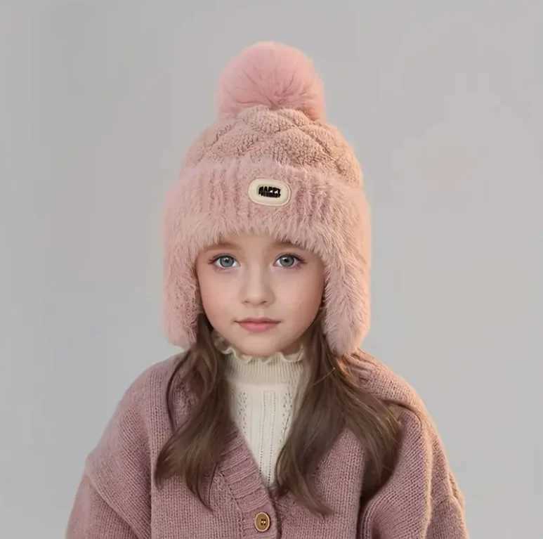 Kids Winter Hat with Ear Flaps Hat with Furry PomPom Plush Lining Soft Warm Beanie for Boys Girls for 410 Y J251021