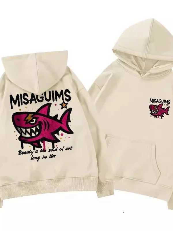 25 American Oversize Tide Brand High Street Shark Print Autumn Winter Loose Casual Daily Sports Warm Men Women Hooded Sweatshirt W251021