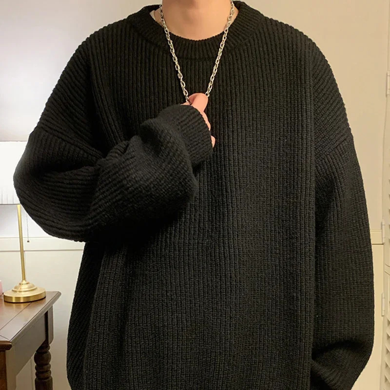 TFETTERS Japan O Neck Pullovers for Men Knitwear 2025 Autumn Winter Solid Color Comfortable Sweaters Man Clothes Teenagers 251020