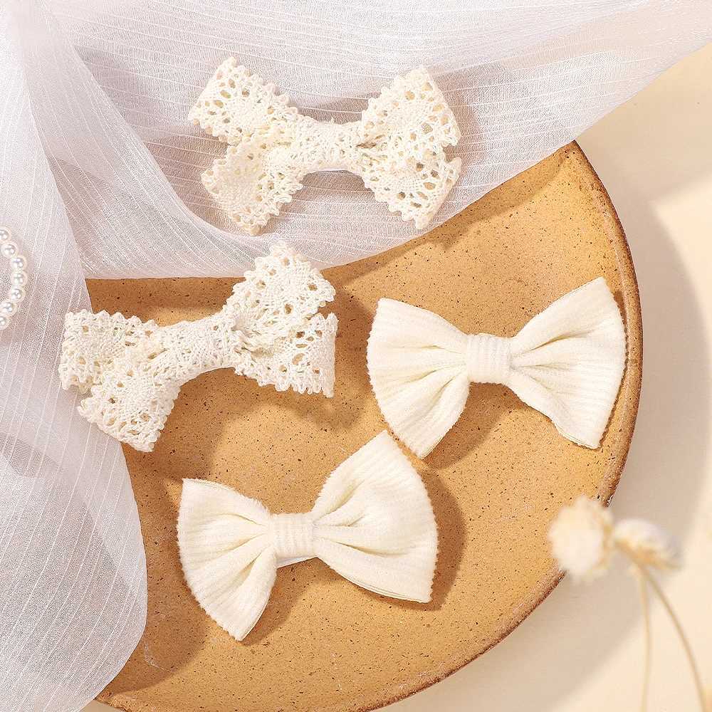 4PcsSet Solid Color lace Hair Clips for Girls Handmade Velvet Bowknot Baby Hairpins Headwear Hair Accessories WholesaleW254021