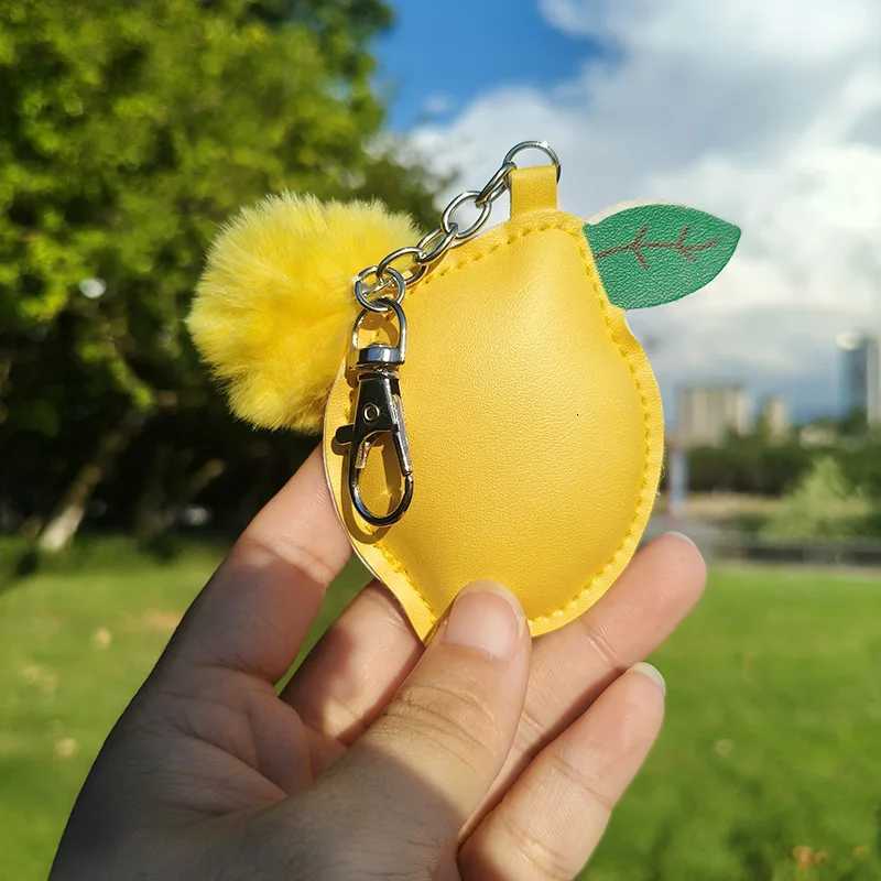 Summer Lemon Key Chain Leather Cartoon Fruit Pendant Charm Plush Bag Keyring for Women Girls W251021