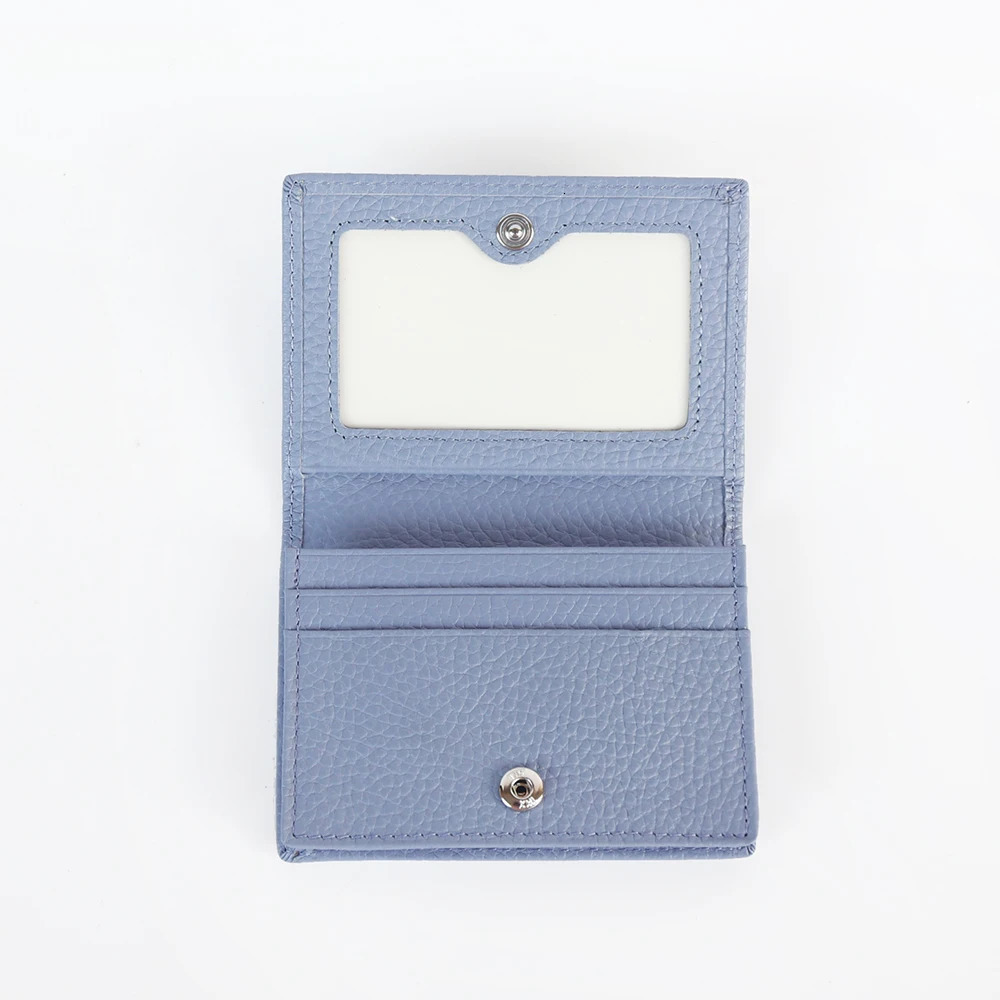 Free Customized Men Cow Genuine Leather Business Card Holder Women Bifold Leather Credit Card Case Coin Purse 251013