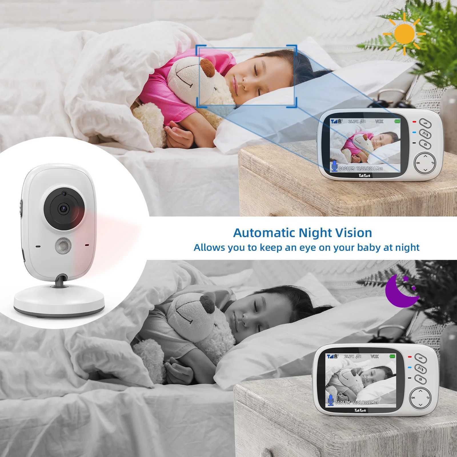 TakTark 32 Inch Wireless Video Baby Monitor With Lullabies Auto Night Vision Two Way Intercom Temperature Monitoring Babysitter J2511211