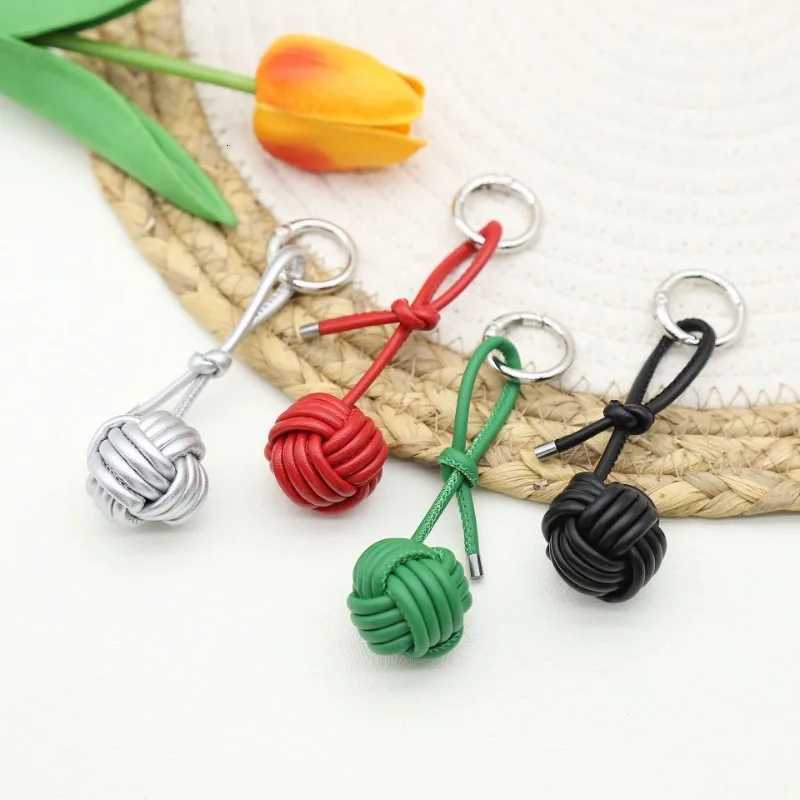 New INS Style Creative Key Chains PU Leather Handwoven Key Ring Spherical Pendant Personalized Niche Keychain W251021