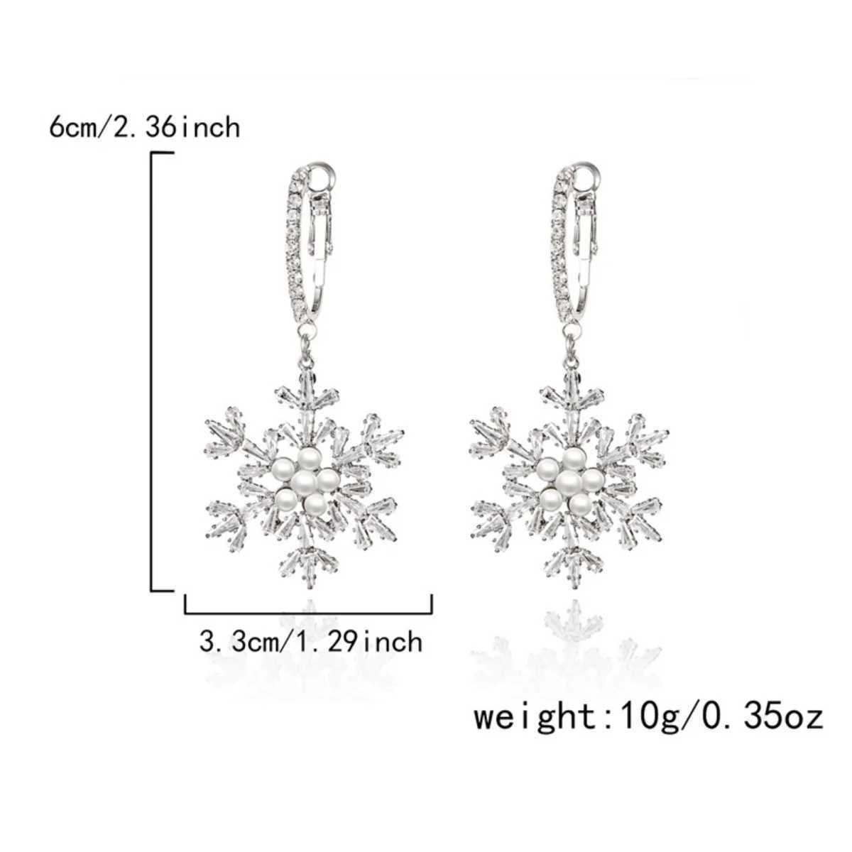 Holiday Snow Flower Drop Earrings Sparkling Zircon Imitation Pearl Snowflake Dangle Earring Christmas Jewelry Gift For Women Men J251021