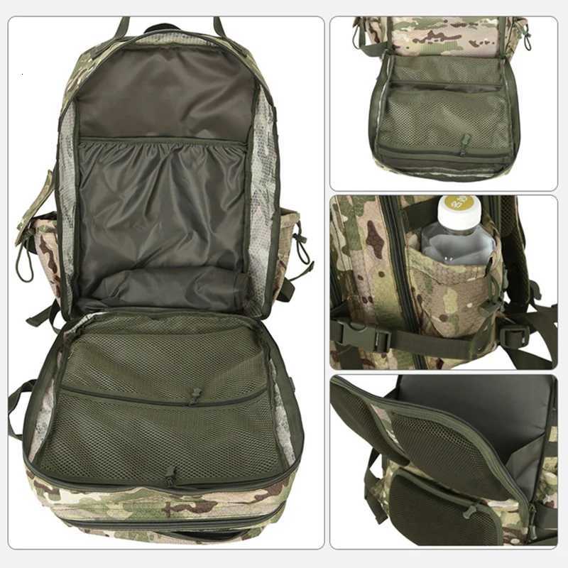 Tactical Travel Duffel Backpack Large Capacity Hiking Trekking Climbing Fishing Bag with Shoes Pocket Outdoor Hunting Train PackW251020