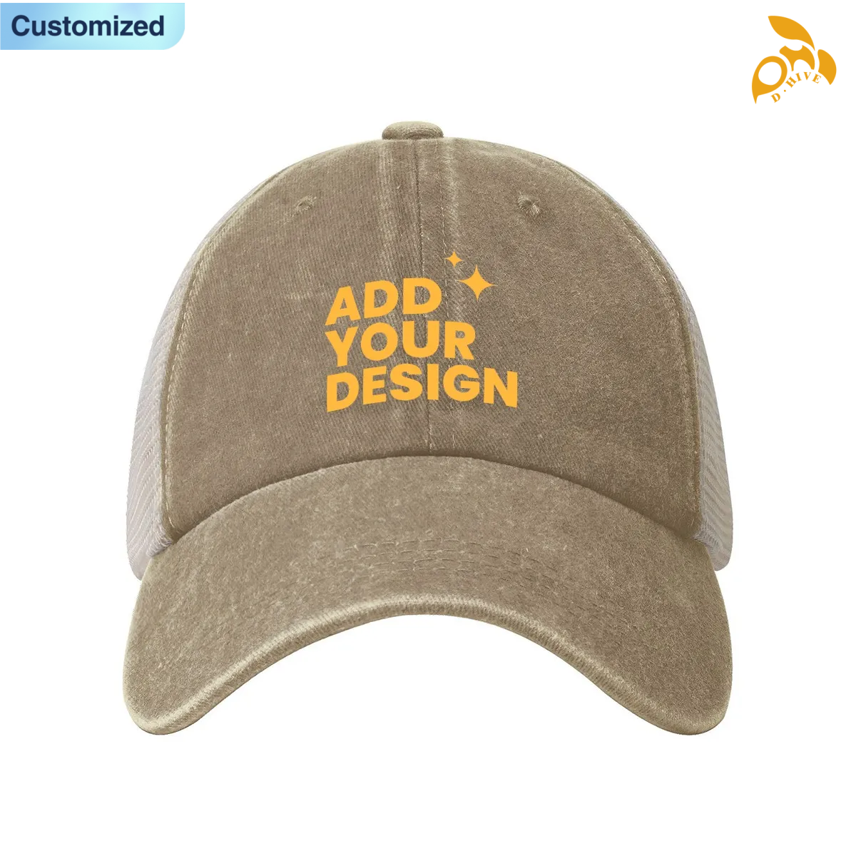 Free Shipping of Customized Vintage Washed Denim Mesh Cap Vintage Washed Texture Breathable Mesh Panel Durable Denim Sun-Protective Stylish Cap