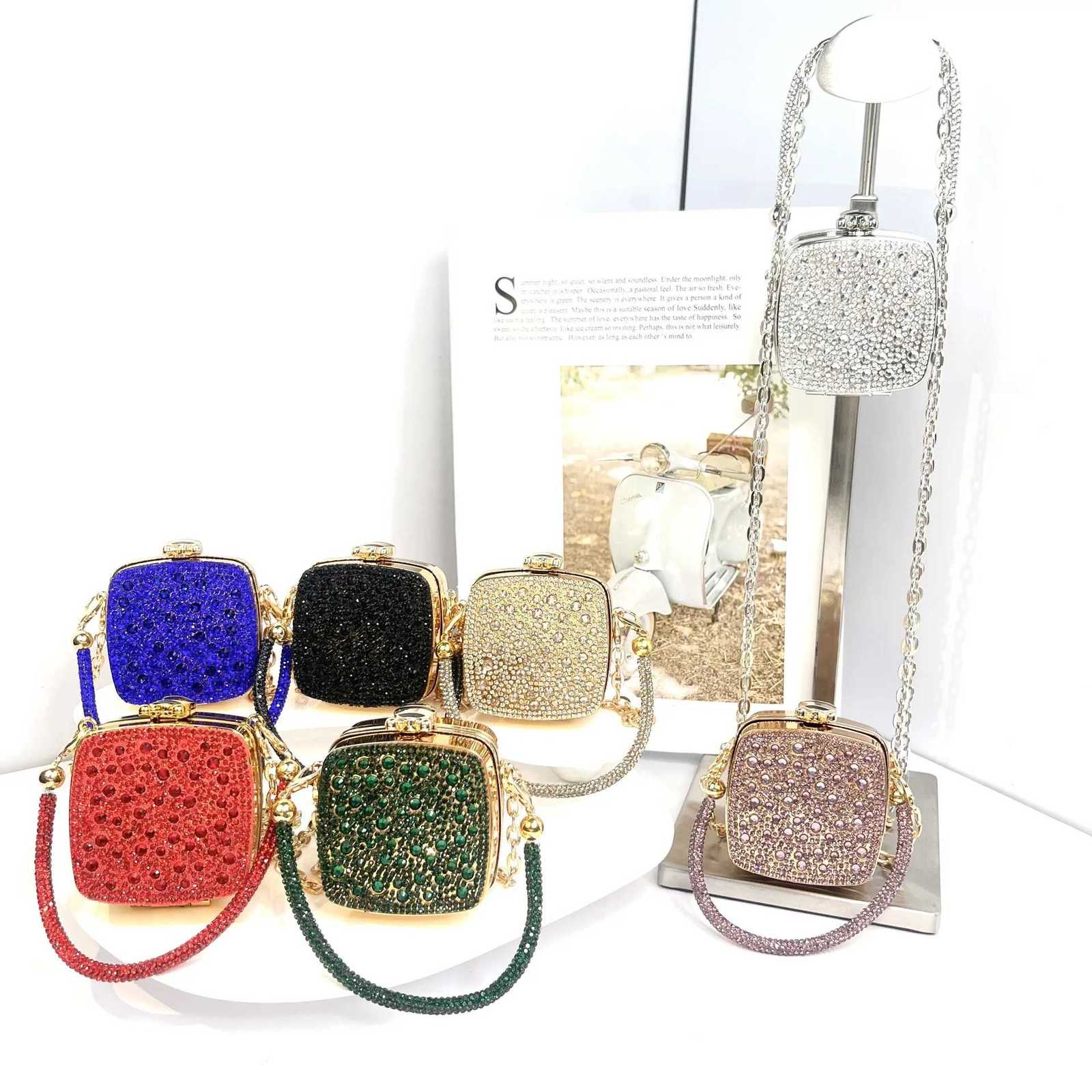 Banquet Bag for Women Highquality Acrylic Shoulder Bag with Mirror Designer Full Diamond Mini Crossbody Bag Cute Lipstick BagXJ251021