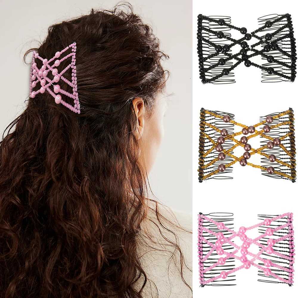 Pearl Plate Hair DoubleRow Comb Hair Comb Large Temperament Hairpin Clip Fixed Hair Hairpin Female Back Of The Head HeadwearW254021
