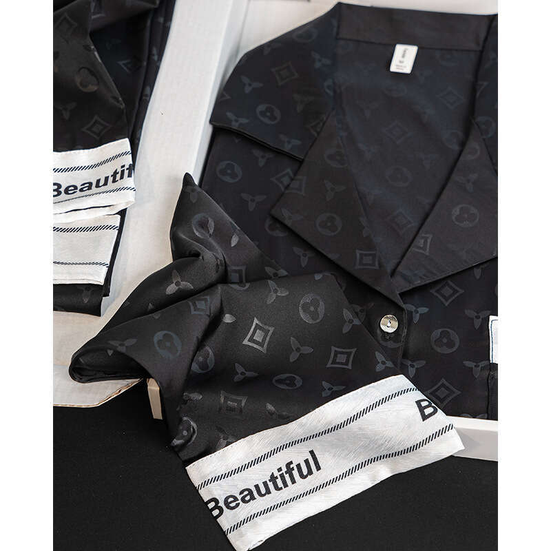 Jacquard Floral Light Luxury Women's Pajamas Spring and Autumn Ice Silk Long Sleeve Comfortable Homewear Set