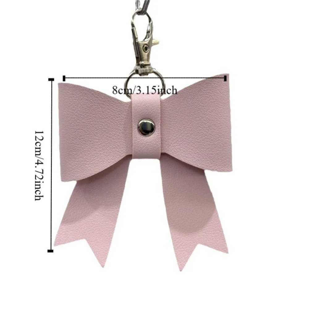Creative Korean Style Bowknot Leather Keyring Luxury Antilost Pu Key Chain Trendy Bag Charm Bag Pendant Car Accessory W251021